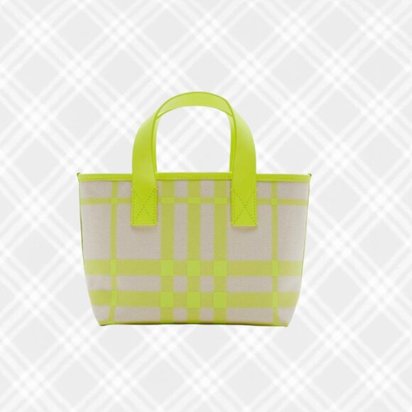BURBERRY Check Tote- Vivid Lime - Picture 1 of 16